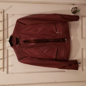 Burgundy Leather Moto Jacket